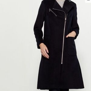 MICHAEL Michael Kors Black Trench Coat with Asymmetrical Zip